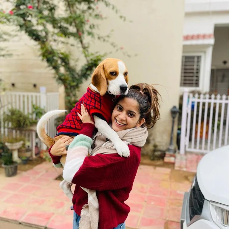 Pratima Mishra with Her Dog