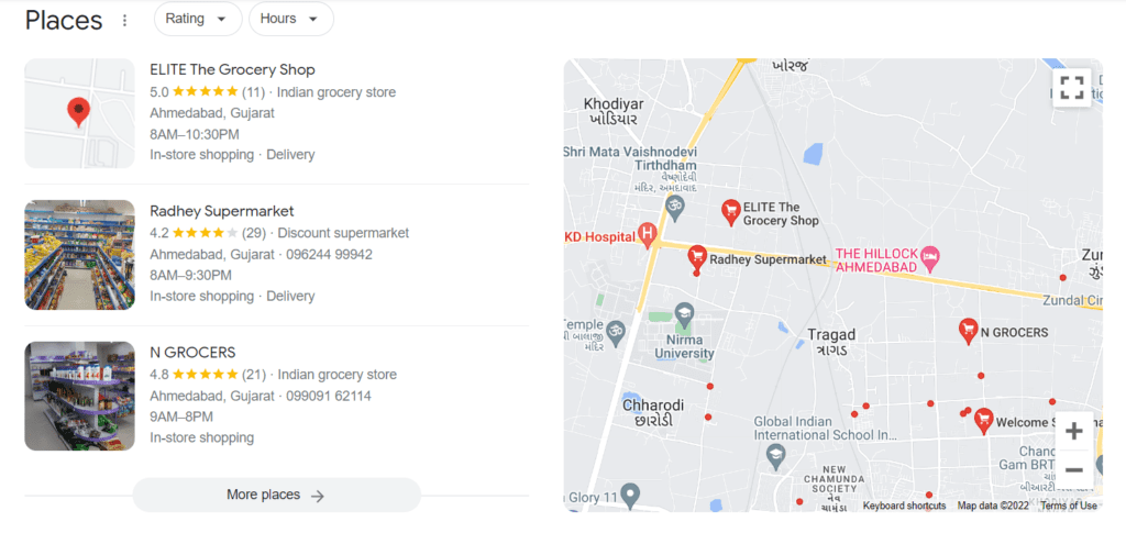 Google Maps - How Late Is The Closest Grocery Store Open Now?