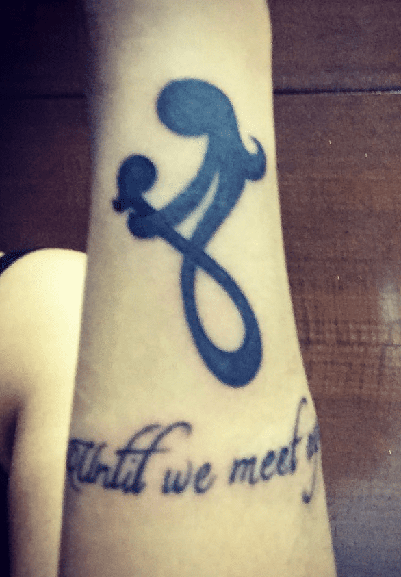Shagun has a tattoo that reads "Until We Meet You."